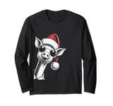 Pig Christmas Santa Hat Pajama Funny Pig Xmas Long Sleeve T-Shirt