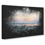 A Pebble Beach Paint Splash Modern Art Canvas Wall Art Print Ready to Hang, Framed Picture for Living Room Bedroom Home Office Décor, 24x16 Inch (60x40 cm)