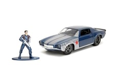 Jada Toys 253223021 Marvel 1973 Chevrolet Camaro, avec figurine Winter Soldier, voiture miniature Die-Cast à l'échelle 1:32 (14 cm), voiture en métal pour collectionneurs et enfants à partir de 8 ans,