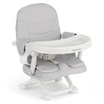 KikkaBoo Réhausseur de chaise PAPPO, Booster jusqu'à 36 mois, siège élévateur pliable, plateau amovible, chaise haute de voyage portable et réglable, compact, gris