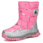 Mishansha Bottes Neige Fille Garçon Bottines Fourrure Chaudes Antidérapante Chaussures d'hiver pour Enfants, Rose Rugueux, 28 EU