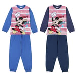 Pyjamas Manches Longues Célibataire Jersey Coton Mickey Souris Bleu Foncé - 3