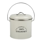 Gimel 530212 Boîte à compost de cuisine ronde Ø16 cm H 25 cm en métal peint - 1 filtre à charbon inclus pour piéger les odeurs