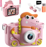 Appareil Photo Enfant Dinosaure,2"" 1080P Appareil Photo Numérique,HD Selfie Apareille Photo 32G,Eouet Enfant Et Cadeau Fille 3 4 5 6 7 8 9 10 11 12 Ans,Bien Jeux pour Enfants (Rose)