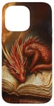 iPhone 14 Pro Max Aesthetic Gothic Red Dragon Reading Book Painting Bookish Case