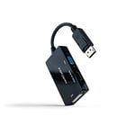 Convertisseur 3 en 1 DisplayPort vers VGA, DVI et HDMI - Couleur : Noir - Longueur de câble : 15 cm - Idéal pour différentes connexions d'affichage - Adaptateur Polyvalent et Compact.