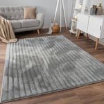 Paco Home - Tapis Salon Chambre Poil Long Shaggy Motif Scandinave Geometrique Losange 160x220 cm, Gris