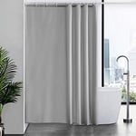 Furlinic Rideau de Douche Anti Moisissure Tissu en Polyester Imperméable Rideaux de Douche Textile Lavable pour Baignoire ou la Salle de Bain 12 Crochets de Rideau Douche Gris-Extra Long 180x210cm.