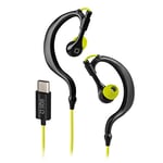 SBS Sport EARSET écouteurs filaires, écouteurs USB-C avec Microphone pour Samsung, Oppo, Xiaomi et Autres, écouteurs Sportifs résistants à l'eau IPX5 avec 6 Embouts Inclus.