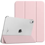 TiMOVO Coque Compatible avec iPad 10ème Génération 10,9 Pouces 2022 Étui, iPad 10 Coque, Légère&Mince Coque Arrière Translucide en PC, Housse Coque Trifold avec Réveil/Sommeil Auto, Rose Clair