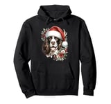 Christmas English Springer Dog Watercolor Artwork Pullover Hoodie