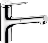 hansgrohe Zesis M33 Mitigeur de cuisine 150 avec douchette extractible 2 jets, EcoSmart, chromé, 74810000