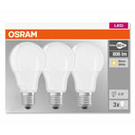 OSRAM E27 9W 827 LED-lamppu matta, 3 kpl:n setti