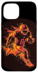 Coque pour iPhone 15 Un joueur de football brûle comme une météorite dans le feu et les flammes