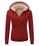 JACKETOWN Hoodie Veste Polaire Sweat à Capuche Femme avec Zip Veste à Capuche épaisse et Chaude Hoodies Sweatshirt Manches Longues Femme sportsweater Fleece Slim Fit Automne/Hiver(Rouge-XL)