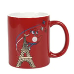 PARIS 2024, Mug Céramique Mascotte Tour Eiffel Rouge 30 cl M12, Produit Officiel sous Licence, Tasse avec Anse en Grès, Accessoire Parfait pour Savourer vos Boissons Préférées