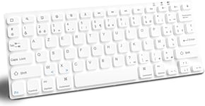 Clavier Sans Fil Pour Système Ios, Clavier Bluetooth Pour Ipad 10.2""/10Th/Ipad Air 10.9/Ipad Pro 11/12.9""/Ipad Mini, Iphone, Mini Clavier Francais Disposition Azerty(Blanc)