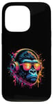 Coque pour iPhone 13 Pro Monkey DJ Disco Music Lover Gorilla Chimpanzee Casque audio