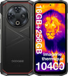 Fire 6 Imagerie Thermique Telephone Portable Incassable,10400mAh,16GB+256GB/TF 2TB,6,56"" HD,50MP+8MP Android 14 Smartphone Incassable,Trois Fentes pour Cartes,Face ID/IP69K/NFC/OTG/GPS.[U434]