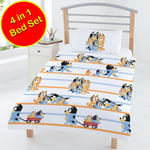 Bluey Junior Bedding Set Cot Toddler Family 4 in 1 Quilt, Pillow, Duvet Covers