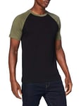 Urban Classics Men's Raglan Contrast Tee T-Shirt, Black/Olive 00757, S