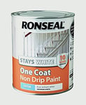 Ronseal RSLOCSWSP750 Stays Non Drip One Coat Paint, White, 750 ml