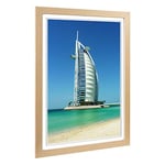 Big Box Art Framed Print of The Burj al Arab Dubai Design | Wall Art Picture | Home Decor for Kitchen, Living, Dining Room, Bedroom, Hallway, Office, Oak, A2 / 24.5x18 Inch / 62x45cm