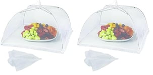 PARENCE - Cloche alimentaire pliable - Anti mouche - Moustiquaire de table pour aliments - Couvercle nourriture - Taille Universelle - Voyage/Camping/Maison - Couleur Aléatoire (Lot de 2)