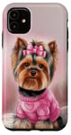 iPhone 11 Aesthetic Pink Christmas Yorkshire Terrier Holiday Xmas Case