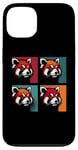 Coque pour iPhone 13 Red Panda Pop Art – Vintage coloré mignon panda rouge amoureux