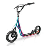 Zinc BMX Scooter - Neochrome, Hybrid Scooter and BMX, 12 Inch Tyres, Dual Handlebar Brakes, Large Non-Slip Footplate, Adjustable Handlebar, Kids & Adults