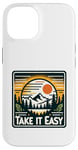 Coque pour iPhone 14 Take It Easy Hiker Outdoor Relax Montagnes Sunset Graphic