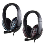 Gaming Headset Headphone 3.5mm With Mic FOR Xbox One X S PS-4 PC Laptop-Blue/Red