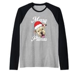 Christmas Pitbull Dog Pun Raglan Baseball Tee