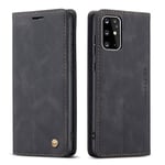 QLTYPRI Etui Coque pour Samsung Galaxy S20 Plus, Portefeuille Fentes Cartes Housse Antichoc Cuir PU Vintage Portefeuille Etui Compatible avec Samsung Galaxy S20 Plus - Noir