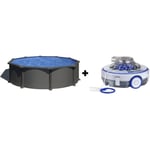 Pack Piscine ronde acier Ø3,70m x H: 1,32m + Robot à batterie rechargeable