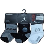 Jordan Socks 6 Pairs Kids Cushioned Black Grey Size 0 Size 6-12 Months 