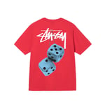 Unisex 2024 Stussy Fuzzy Dice T-shirt Andningsbar T-shirt Toppar Röd Red Red-WELLNGS Red M