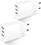 Prise Usb Chargeur 3-Port, 15w Multiple Usb-A Secteur Adaptateur 5v 3.1a Universel Embout Mural Bloc Prise Chargeur Compatible Avec Iphone, Iwatch, Samsung, Xiaomi, Telephone (2-Pak)