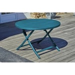 Table de jardin ronde pliante - 4/6 places - Aluminium - Bleu canard - MARIUS  