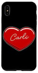 Coque pour iPhone XS Max Carli Cœur dessiné à la main avec inscription « First Name Hearts I Love Carli »