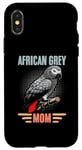 Coque pour iPhone X/XS Perroquet gris africain vintage Congo pour ornithologue