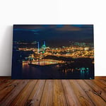 Big Box Art Canvas Print Wall Art Hong Kong City Skyline China (6) | Mounted and Stretched Box Frame Picture | Home Decor for Kitchen, Living Room, Bedroom, Hallway, Multi-Colour, 30x20 Inch