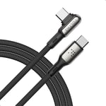 VOLTME Câble Stark Forme en L Cable USB C vers USB-C PD 100W 5A Nylon Tressé 2,0m (noir) Cable USB C Coudé 90° solide pour iPhone 15, MacBook iPad Pro Air, Galaxy S24 Ultra S23 S22, Pixel 8 Pro