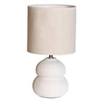 Cottex Lucie bordslampa keramik vit/tyg natur H31 cm