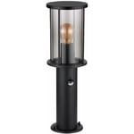 Lampadaire, lampadaire, lampe de jardin, lampe d'extérieur avec détecteur de mouvement, acier inoxydable, verre fumé, E27, h 45 cm
