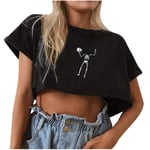 2021 New Crop Tops for Women High Waist Vintage Tops Crewneck Shirt Streetwear for Valentine Workout Tops for Women Crop Tops for Women Black XS