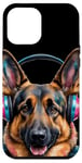 Coque pour iPhone 14 Plus Berger Allemand Écouteurs Chien Alsacien Animaux Imprimé