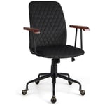 Goplus - Chaise de Bureau Rotative à 360° Rétro avec Accoudoirs, Fauteuil Vintage Réglable en Hauteur, Contrôleur de Tension, Noir