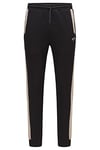 BOSS Mens Hadiko 1 Cotton-Blend Tracksuit Bottoms with Colour-Blocking Black